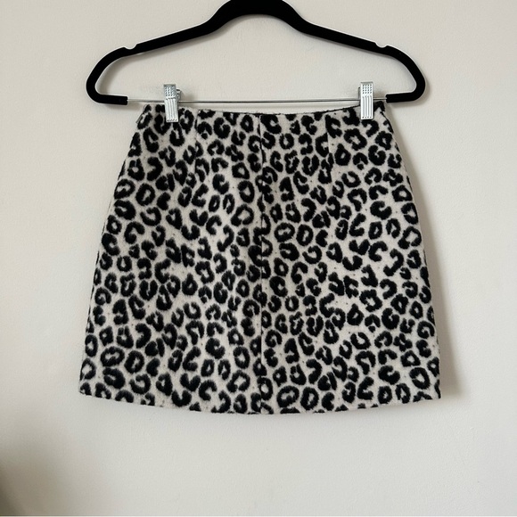 NWT Maje Jazara Snow Leopard Wool Mini Skirt Size 36 - Picture 8 of 15